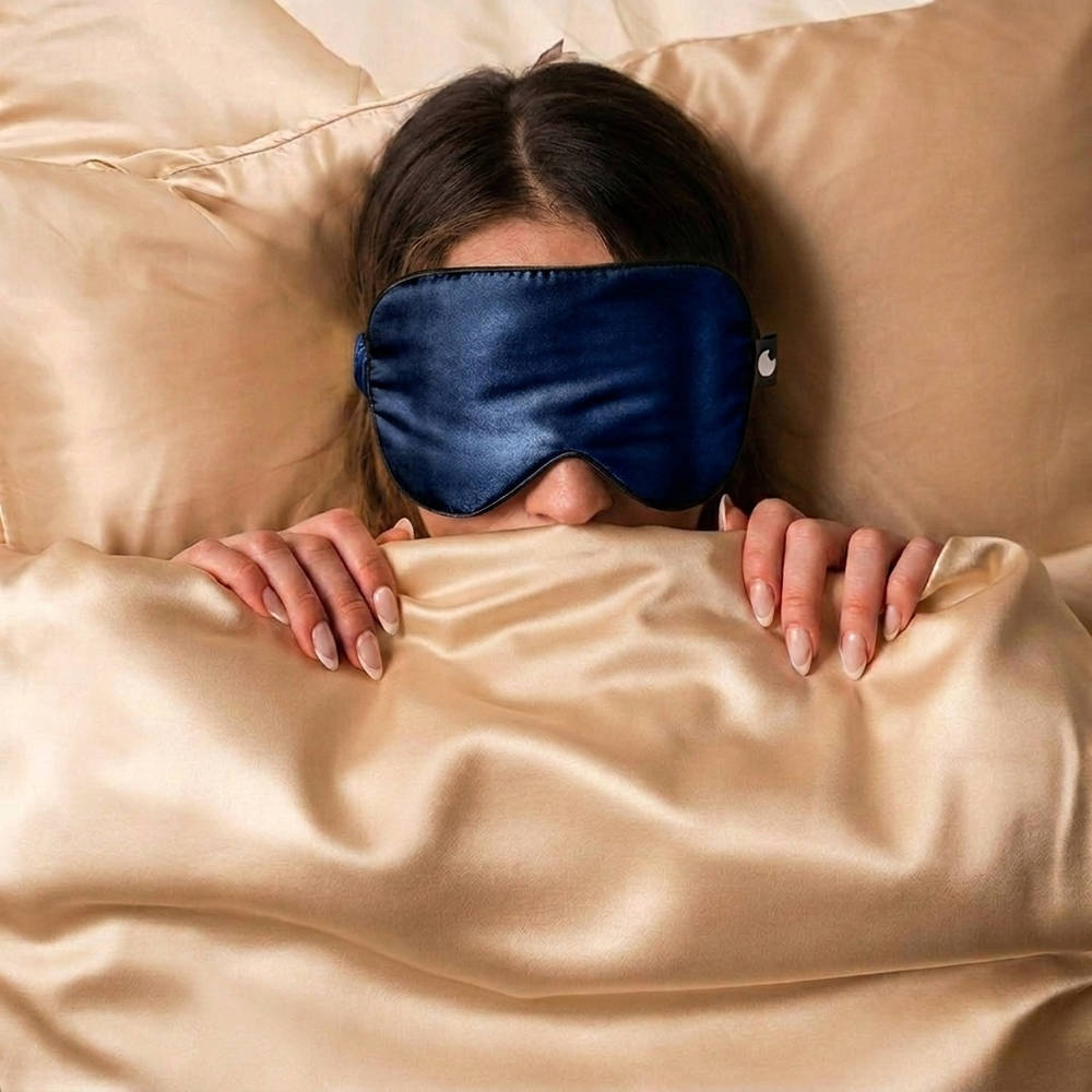 100% Pure Mulberry Silk Mask - Navy Blue
