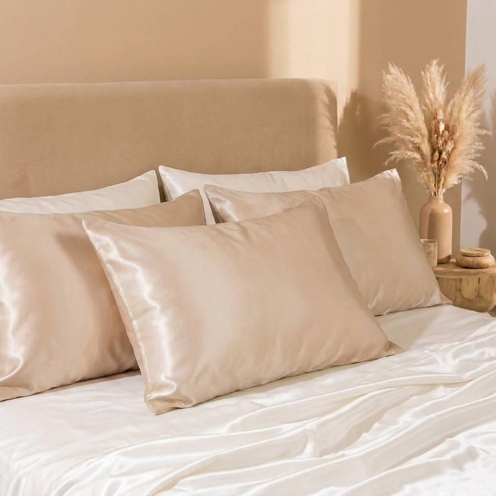 100% Pure Mulberry Silk Pillowcase - Champagne
