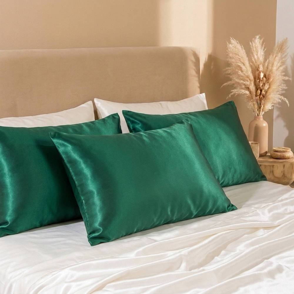 100% Pure Mulberry Silk Pillowcase - Deep Green