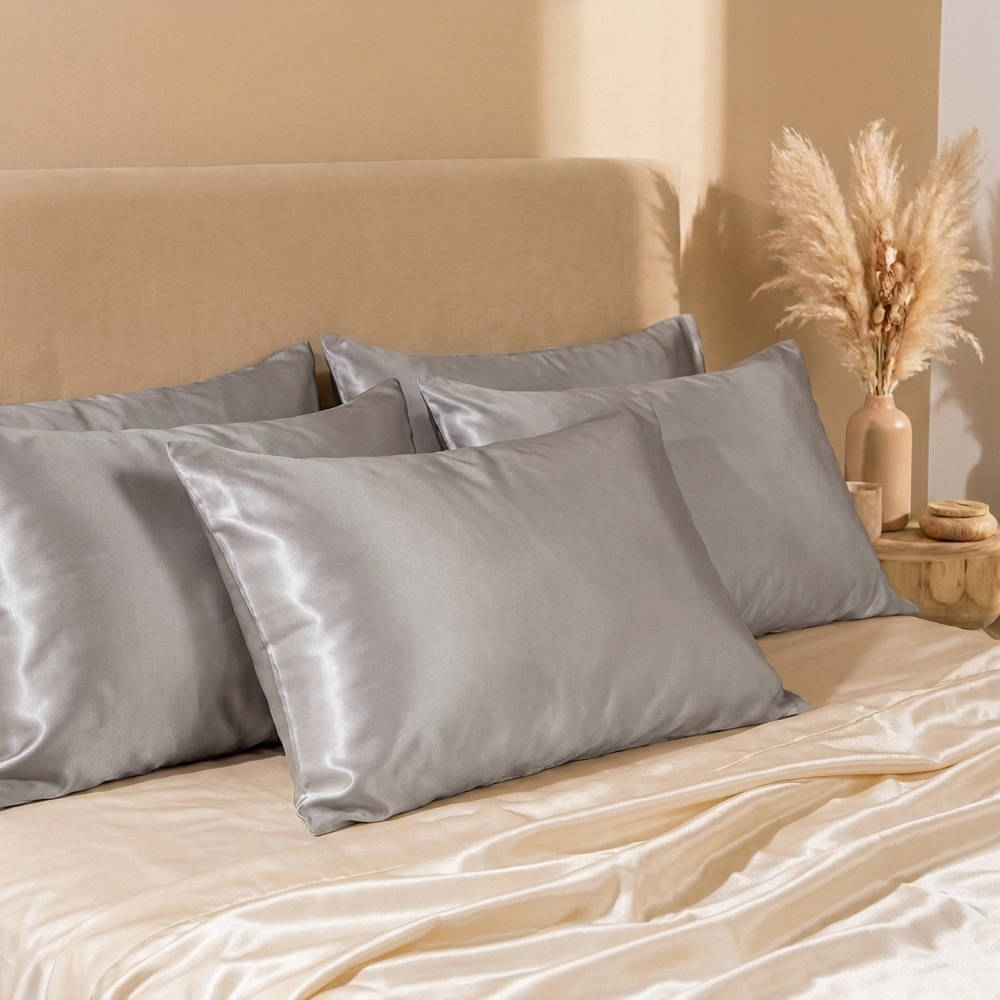100% Pure Mulberry Silk Pillowcase - Rice Grey