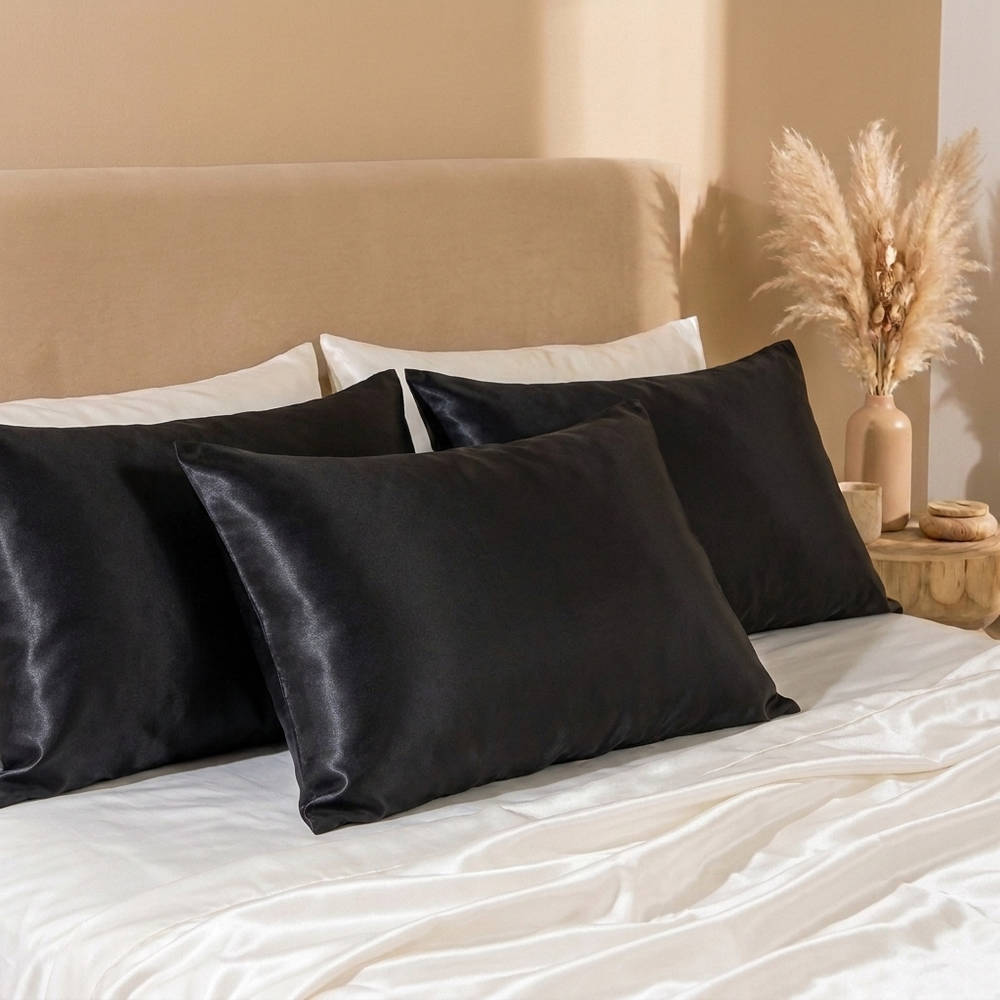 100% Pure Mulberry Silk Pillowcase - Black