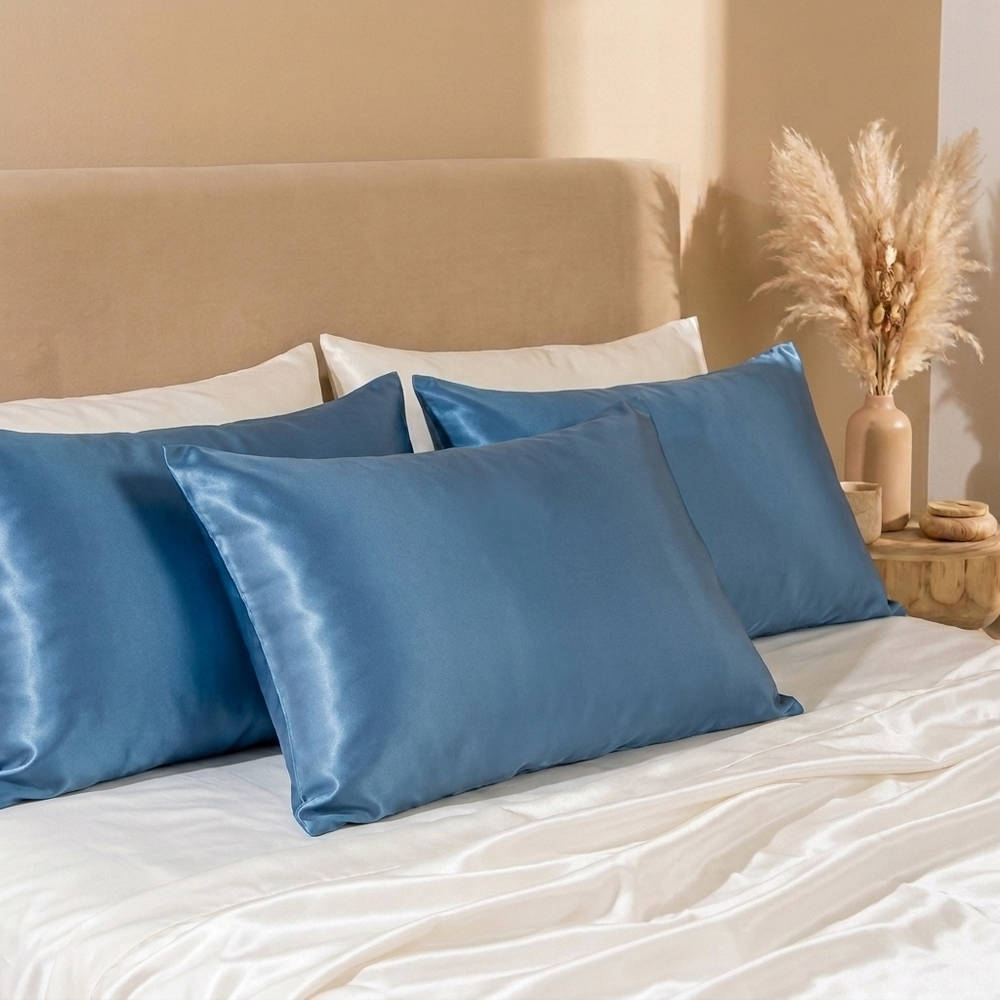 100% Pure Mulberry Silk Pillowcase - Light Blue