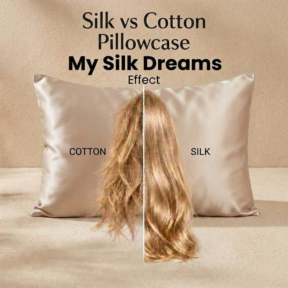 100% Pure Mulberry Silk Pillowcase - Champagne