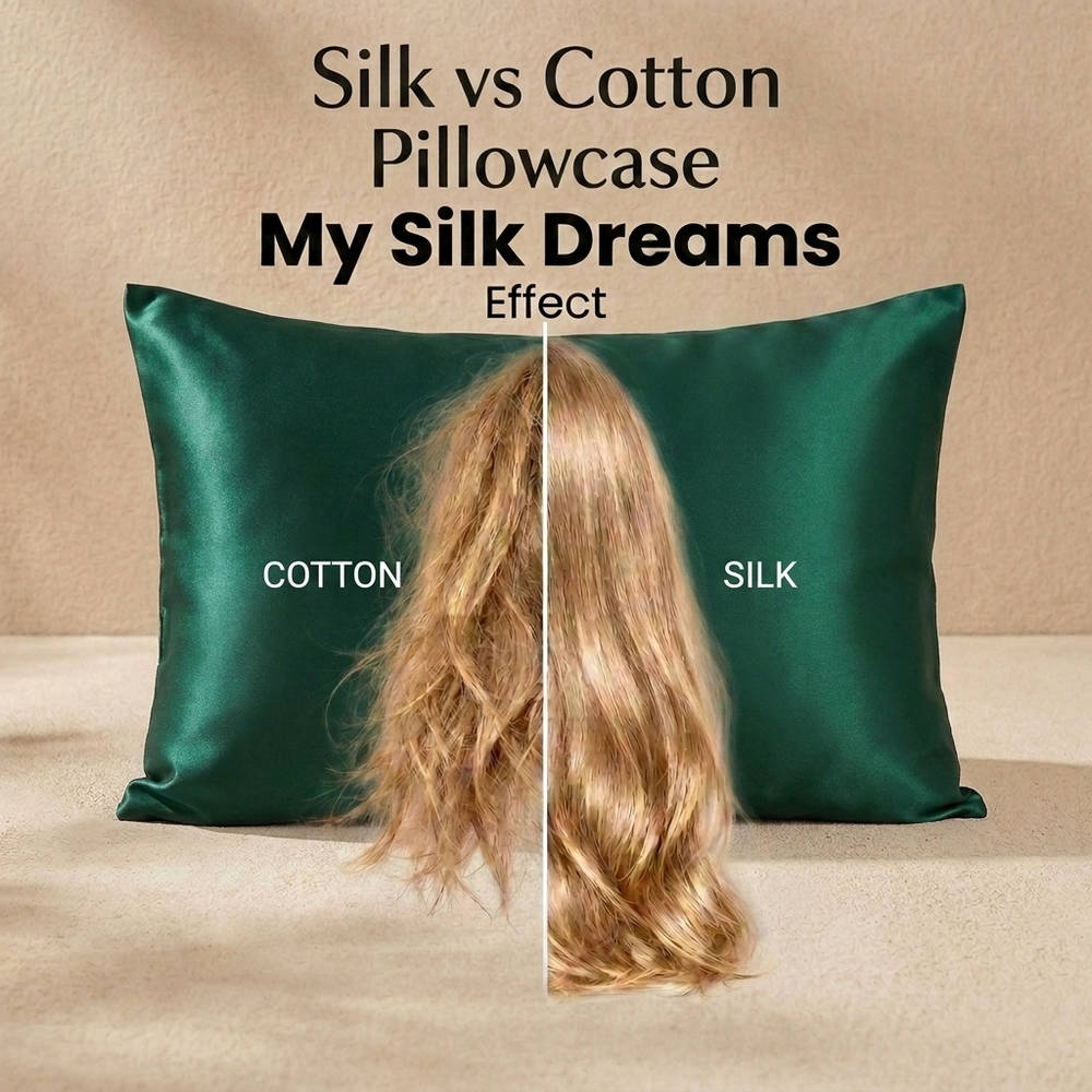 100% Pure Mulberry Silk Pillowcase - Deep Green