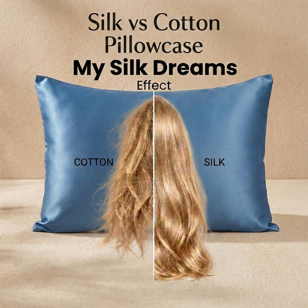 100% Pure Mulberry Silk Pillowcase - Light Blue