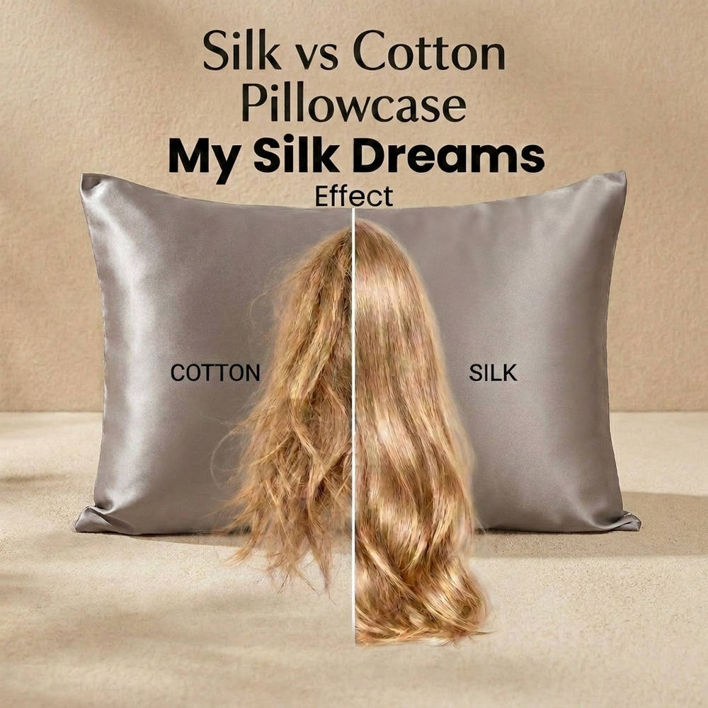 100% Pure Mulberry Silk Pillowcase - Rice Grey