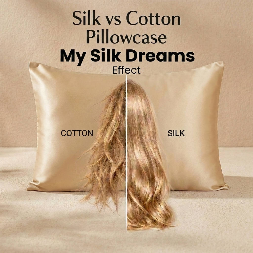 100% Pure Mulberry Silk Pillowcase - Golden Champagne