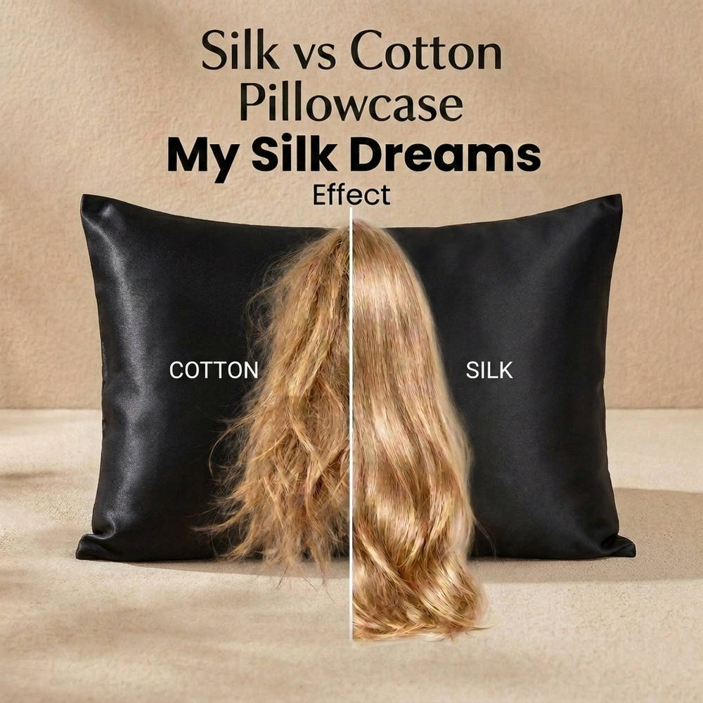 100% Pure Mulberry Silk Pillowcase - Black