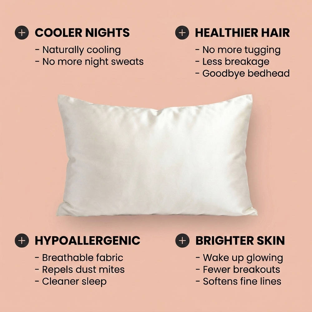100% Pure Mulberry Silk Pillowcase - White