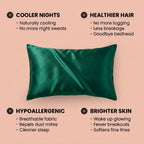100% Pure Mulberry Silk Pillowcase - Deep Green