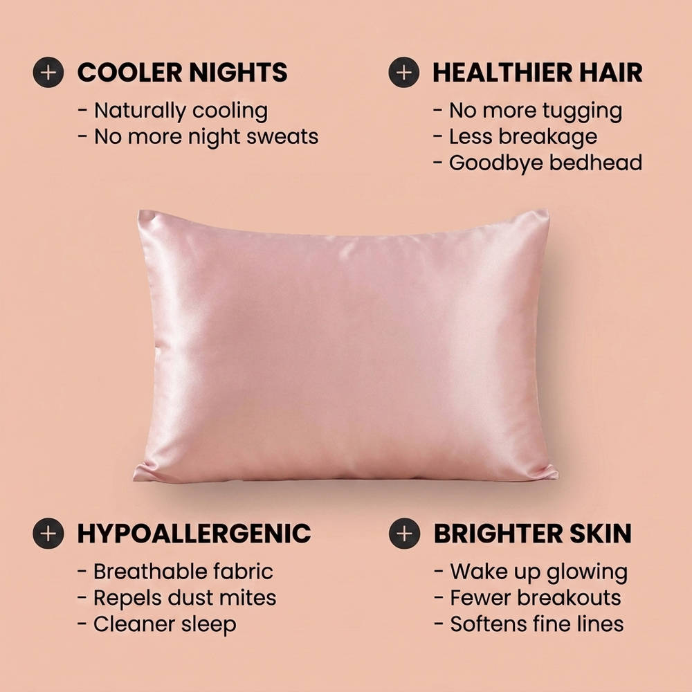 100% Pure Mulberry Silk Pillowcase - Light Pink