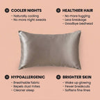 100% Pure Mulberry Silk Pillowcase - Rice Grey