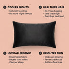 100% Pure Mulberry Silk Pillowcase - Black