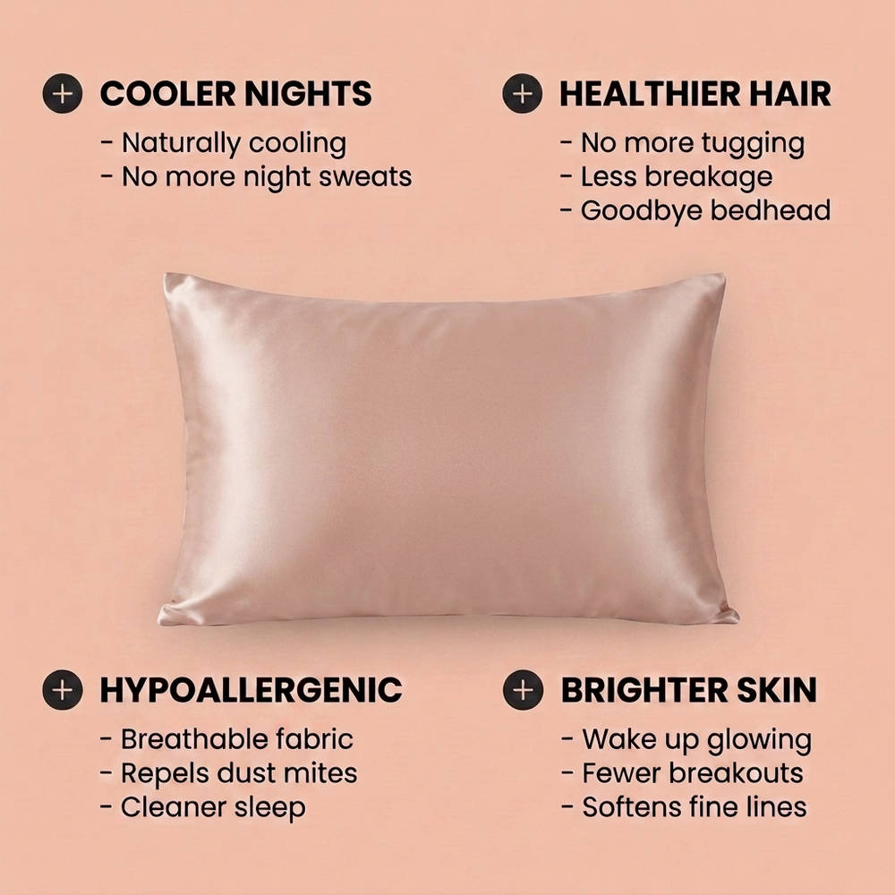 100% Pure Mulberry Silk Pillowcase - Meat Pink